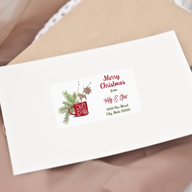 Merry Christmas Watercolor Retro Holiday Foliage  Label (Creator Uploaded)