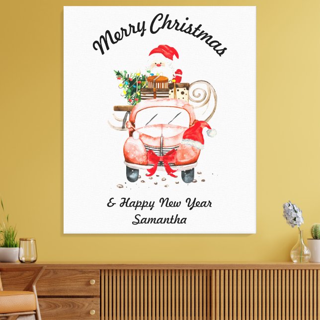 Merry Christmas Watercolor Santa Canvas Print (Insitu(LivingRoom))