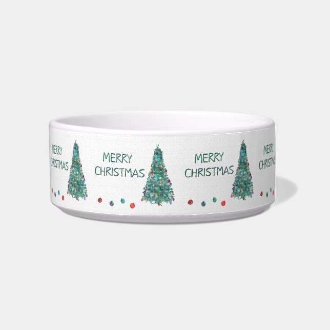 Merry Christmas Watercolor Tree Bowl (Right)