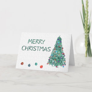 Merry Christmas Watercolor Tree Holiday Card