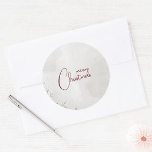 Merry Christmas Watercolor Winter Berry Non-Photo Classic Round Sticker