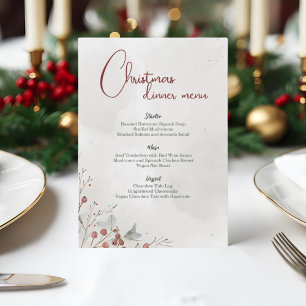 Merry Christmas Watercolor Winter Berry Non-Photo Menu