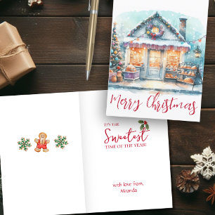 Merry Christmas Watercolor Winter Scene Folded Holiday Card