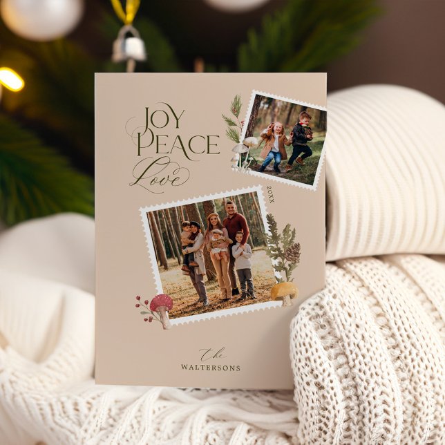 Merry Christmas Watercolor Woodsy Mushrooms Photo Holiday Card (Merry Christmas Watercolor Woodsy Mushrooms Photo Holiday Card)