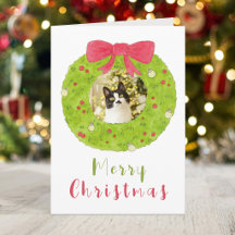 Merry Christmas Watercolor Wreath Photo Frame