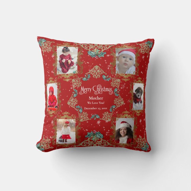 Merry Christmas We Love You Family Photo Collage Cushion (Front)