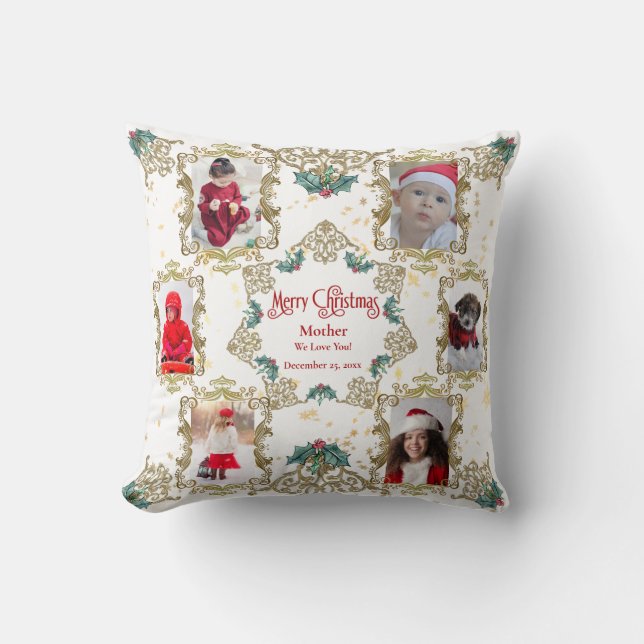 Merry Christmas We Love You Family Photo Collage Cushion (Front)