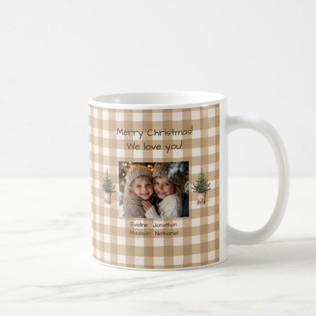 Merry Christmas We Love You Gingham Photo  Coffee Mug (Right)