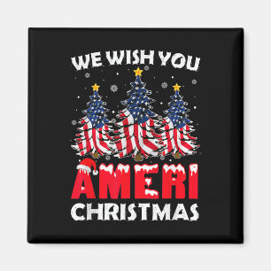 Merry Christmas We Wish You Ameri Xmas American Fl Magnet