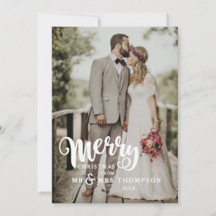 Merry Christmas Wedding Photo Christmas Card
