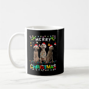 Merry Christmas Weimaraner Shirt Santa Hat Lights  Coffee Mug