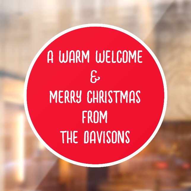 Merry Christmas Welcome Name Red White  Window Cling (Sheet 2)