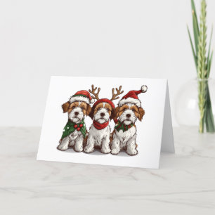Merry Christmas Welsh Wire Fox Terrier Dogs Holiday Card