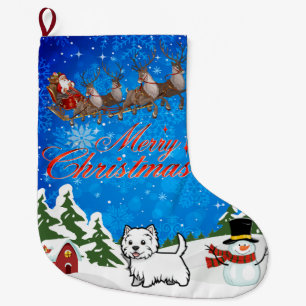 Merry Christmas West Highland Terrier Large Christmas Stocking