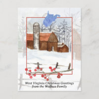 Merry Christmas West Virginia Red Barn Personalise