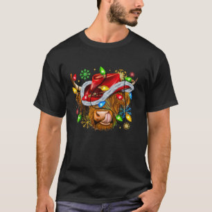 Merry Christmas Western Cute Highland Cow Xmas San T-Shirt