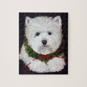 Merry Christmas Westie West Highland Terrier Gift Jigsaw Puzzle