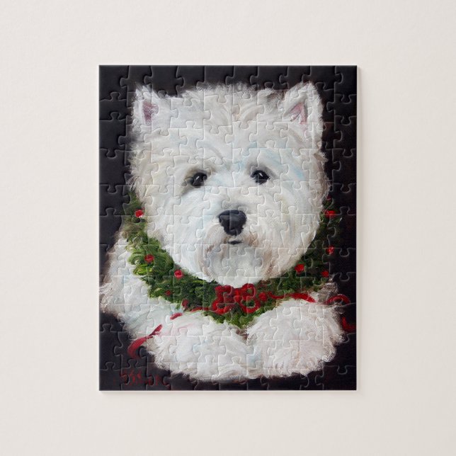 Merry Christmas Westie West Highland Terrier Gift Jigsaw Puzzle (Vertical)