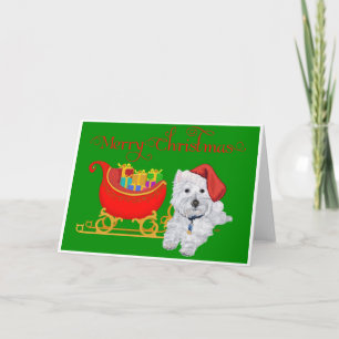 Merry Christmas Westie with Sleigh Holiday Card