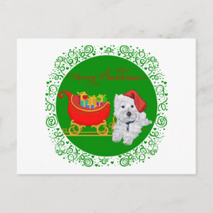 Merry Christmas Westie with Sleigh Holiday Postcard