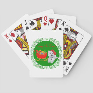 Merry Christmas Westie with Sleigh Playing Cards