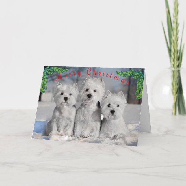 Merry Christmas - Westies In the Snow Card (Front)
