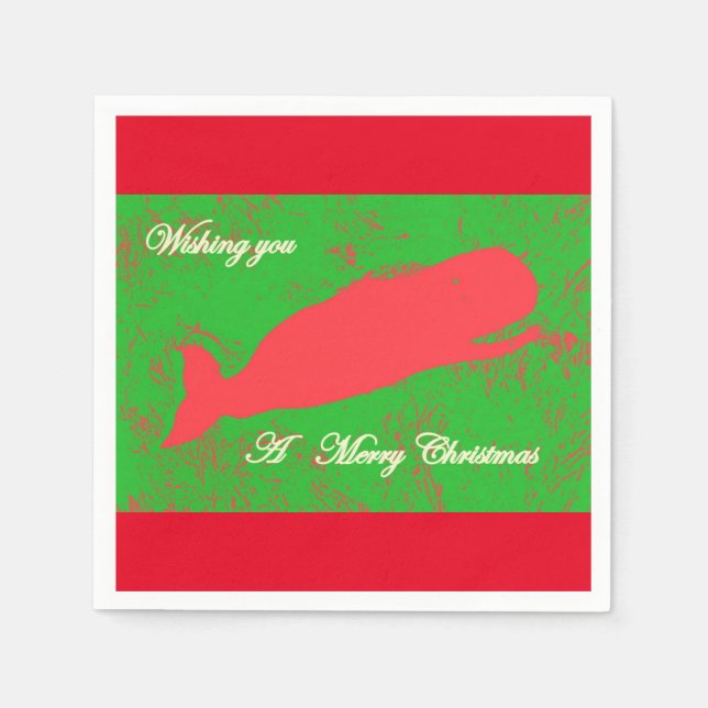 merry christmas whale paper napkins (Front)