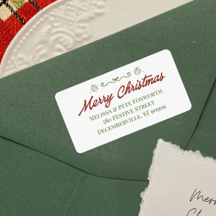 Merry Christmas Whimsical Christmas Return Address Label