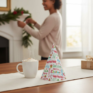 Merry Christmas Whimsical Modern Jolly Typography Party Hat