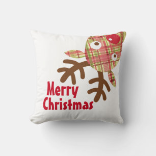 Merry Christmas Whimsical Reindeer Cushion