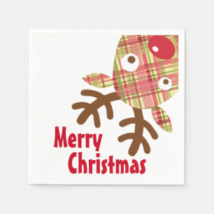 Merry Christmas Whimsical Reindeer Napkin