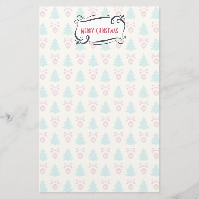 Merry Christmas Whimsical Retro Holiday Design Stationery (Front)