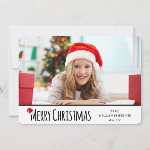 Merry Christmas Whimsical Santa Hat Holiday Card
