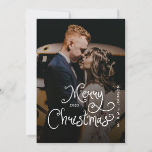Merry Christmas Whimsical Script Custom Photo Holiday Card