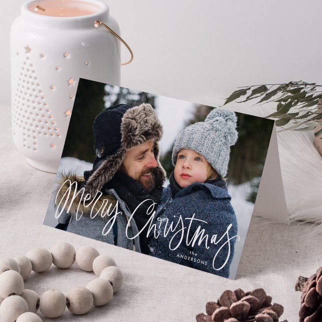 Merry Christmas Whimsical Script Photo Holiday Card (Creator Uploaded)