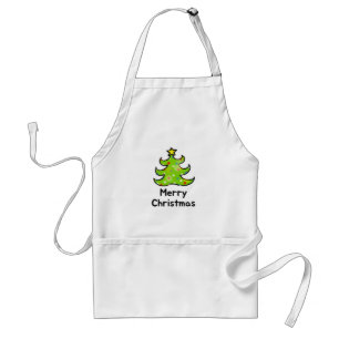 Merry Christmas Whimsical Tree Design Standard Apron