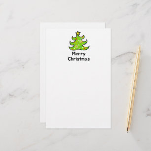 Merry Christmas Whimsical Tree Design Stationery