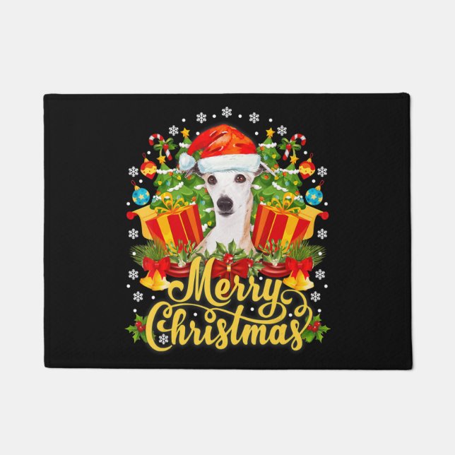 Merry Christmas Whippet Mum Dad Xmas Doormat (Front)
