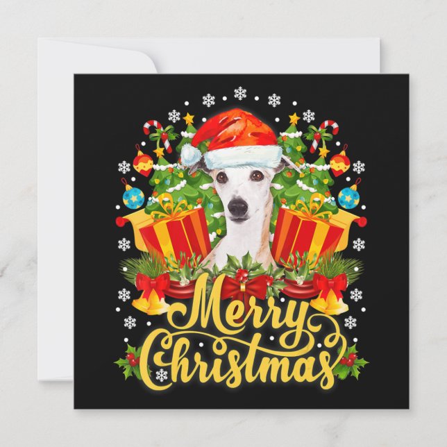 Merry Christmas Whippet Mum Dad Xmas Invitation (Front)