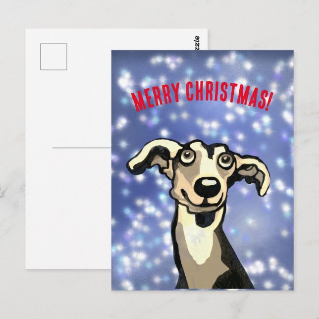 Merry Christmas whippet Postcard (Front/Back)