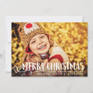 Merry Christmas White 2018 Holiday Photo Overlay Card