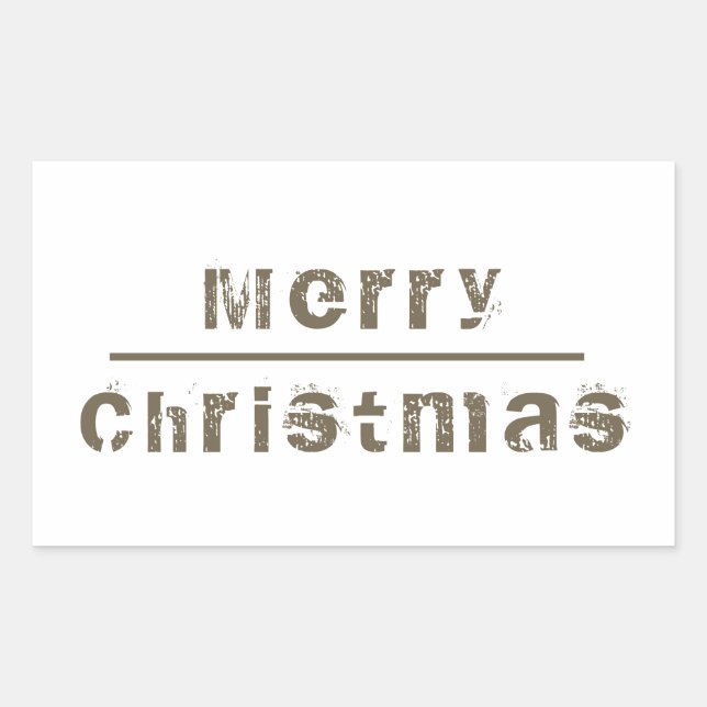 Merry Christmas White and Grey Holiday Rectangular Sticker (Front)