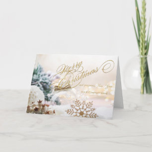Merry Christmas White Balls Corporate Greeting Holiday Card