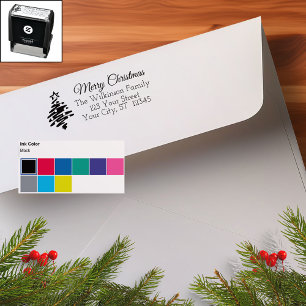 Merry Christmas White Black Modern Holiday Self-inking Stamp