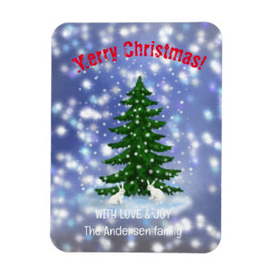 Merry Christmas white bunnies spruce Magnet