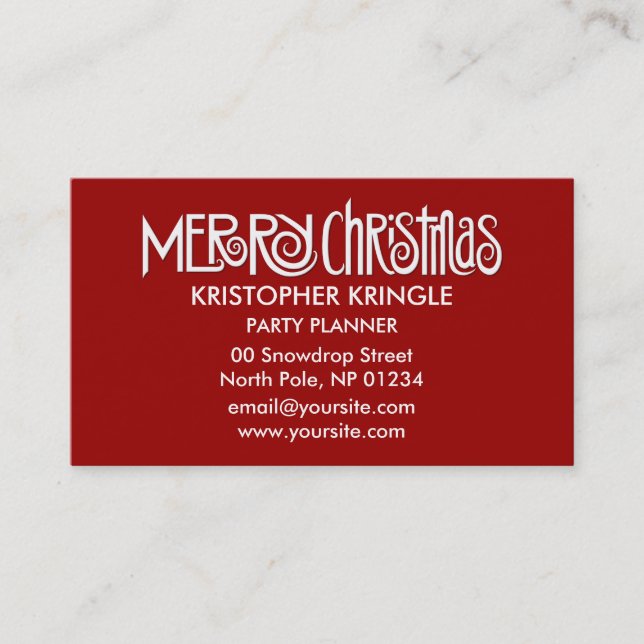 Merry Christmas white Business Card (Front)