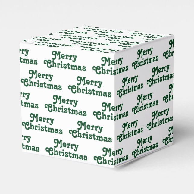 Merry Christmas white dark green cute text pattern Favour Box (Front Side)
