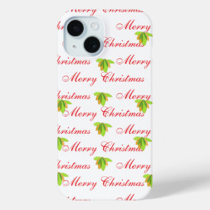 Merry Christmas White Floral iPhone 15 Case