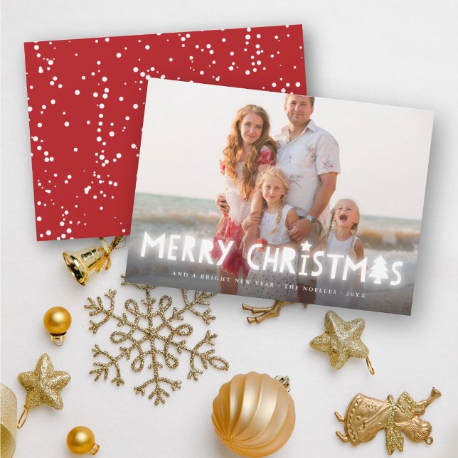 Merry Christmas White Glowing Light Magical Photo Holiday Card (Creator Uploaded)