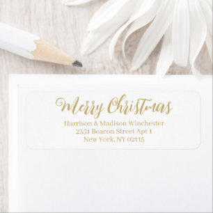Merry Christmas white gold calligraphy address